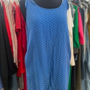 Blue Polka Dot Sleeveless Dress